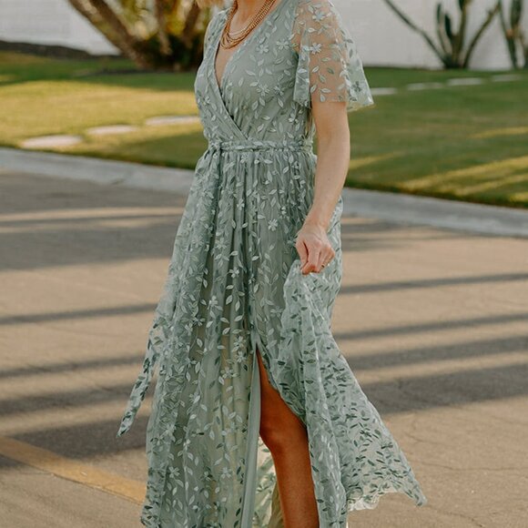 Baltic Born Marseille Embossed Maxi Dress | Eucalyptus Size 3XL3XL - Picture 3 of 7